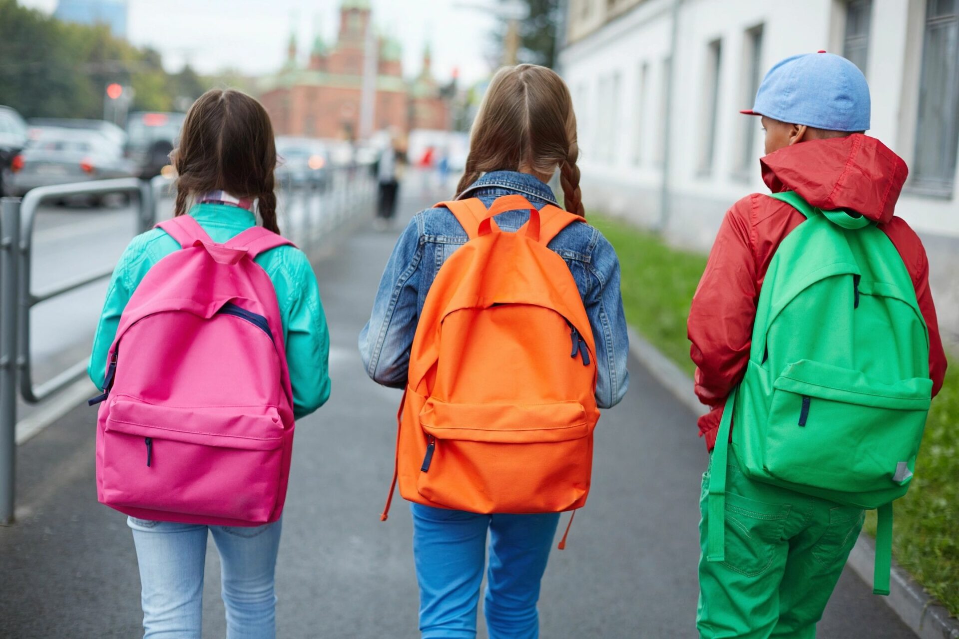 children students kids school backpack